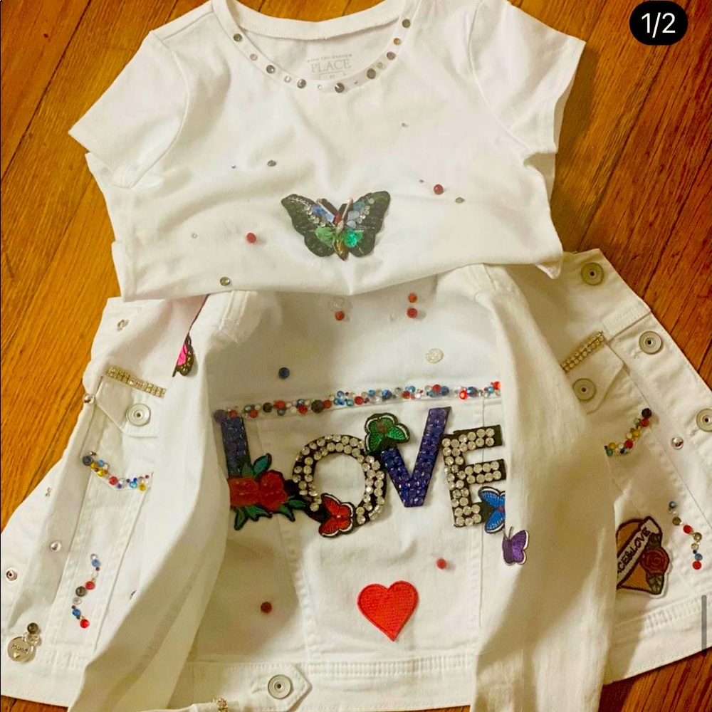 Handmade jean jacket matching tee